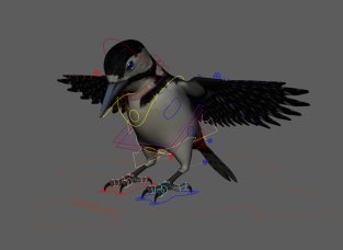 超写实的小鸟带羽毛翅膀绑定Maya模型