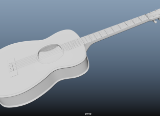 guitar一把写实的吉他Maya模型 乐器3D模型下载