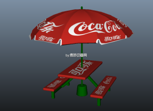 可口可乐遮阳伞休息亭maya模型下载 带贴图