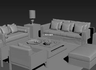 发一个沙发组合3DMAX模型下载  室内客厅沙发模型下载