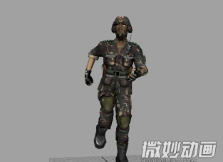 中国军人maya模型，带绑定.有贴图.面数比较少很适合调动画