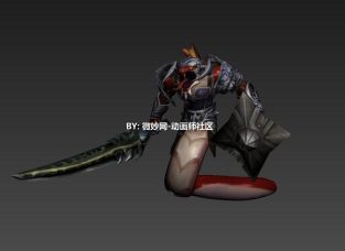 半人兽大刀红蟒蛇战士3DMAX模型下载带绑定贴图