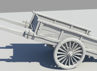 板车MAYA模型下载 木质双轮板车推车maya模型免费下载