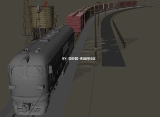 非常写实的火车maya模型下载 列车加场景模型下载