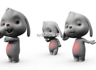 Q版卡通兔子MAYA模型  可爱灰色兔子MAYA模型免费下载