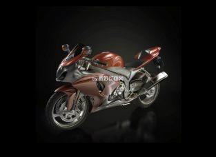 红色超级跑车摩托车3DMAX模型  质感很强的摩托车模型