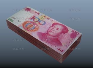 100元钱人民币钞票maya模型带贴图
