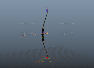 弓箭Maya模型下载，带绑定，可随控制器伸缩