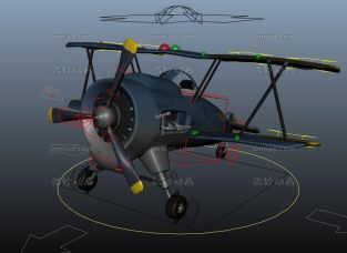 非常适合动画师练习用的卡通小飞机maya模型带绑定