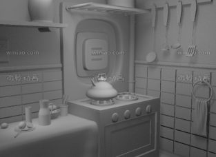 厨房室内一角maya模型