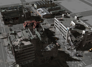 【场景】max灾难城市战争废墟轰炸城市街道场景