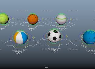 各种球的Maya绑定大集合-包涵 足球|排球|保龄球|篮球|网球等等